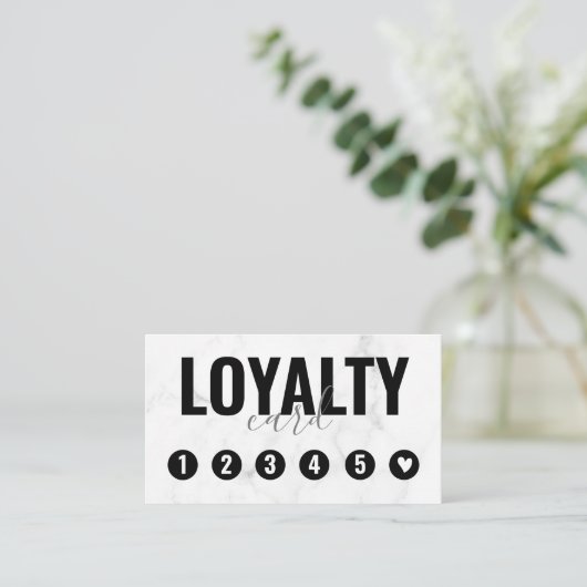 Trendy Girly Marble Business Loyalty Card Treuekarte (Stehend Vorderseite)