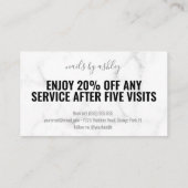 Trendy Girly Marble Business Loyalty Card Treuekarte (Rückseite)