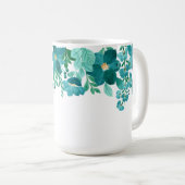 Trendy Girly Mit Monogramm Watercolor Foliage Kaffeetasse (VorderseiteRechts)