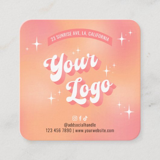 Trendy Girly Peach Groovy Waxing Aftercare Guide Quadratische Visitenkarte (Vorderseite)