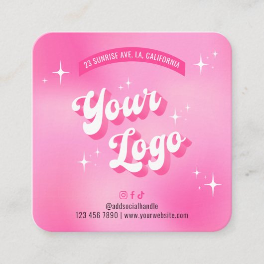 Trendy Girly Pink Groovy Waxing Aftercare Guide Quadratische Visitenkarte (Vorderseite)