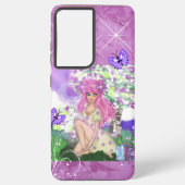 Trendy Girly Pink Hair Girl Fairy Sitting S21 Ultr Samsung Galaxy Hülle (Rückseite)