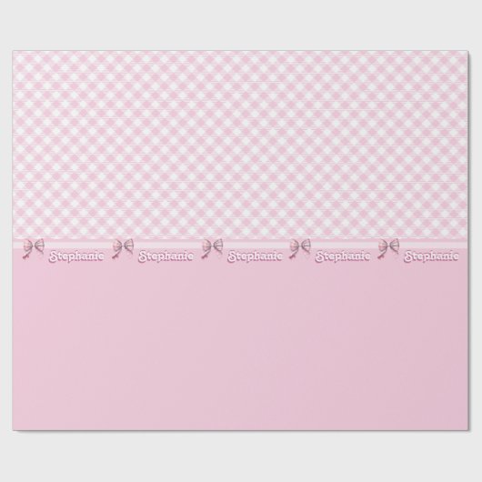 Trendy Girly Pink Kariertes Schachbrettmuster & Bo Geschenkpapier (Flach)