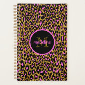 Trendy Girly Pink Leopard Print Mit Monogramm Planer (Vorderseite)