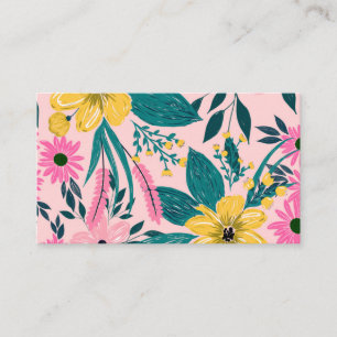 Trendy Girly Yellow Hand Paint Floral Design Visitenkarte