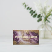 Trendy Glam Chic Lila Agate Marble Gold Glitzer Visitenkarte (Stehend Vorderseite)