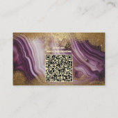 Trendy Glam Chic Lila Agate Marble Gold Glitzer Visitenkarte (Rückseite)