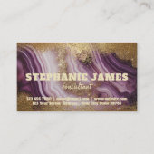 Trendy Glam Chic Lila Agate Marble Gold Glitzer Visitenkarte (Vorderseite)