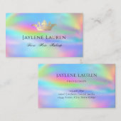 Trendy Glam Crown Imitats Holografischer Regenboge Visitenkarte (Vorne/Hinten)