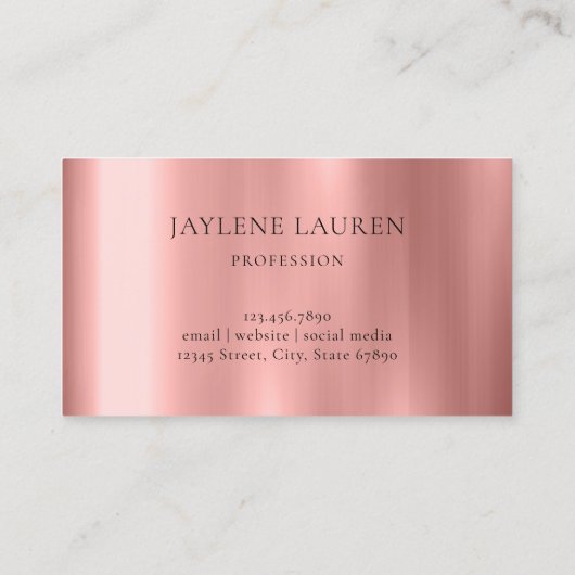Trendy Glam Crown Rose Gold Visitenkarte (Rückseite)