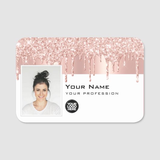 Trendy Glam Employee Photo, Logo Namensschild (Vorderseite)