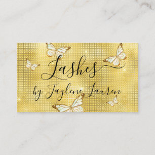 Trendy Glam Gelb Gold Luxus Schmetterlings Wimpern Visitenkarte