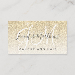 Trendy Glam Gold Glitzer Makeup Artist Hair Salon Visitenkarte