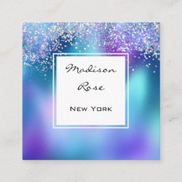 Trendy & Glam Holographic Mermaid Glitzer Glitzern Quadratische Visitenkarte