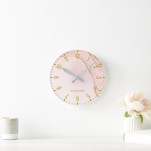 Trendy Glam Imitate Rose Gold Look Marmor Runde Uh Wanduhr