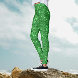 Trendy Glam Irish Green Sparkle Shimmer Glitzer Leggings