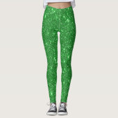 Trendy Glam Irish Green Sparkle Shimmer Glitzer Leggings (Vorderseite)