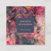 Trendy Glam Marble Pink Rose Gold Haare Stylist Quadratische Visitenkarte (Vorderseite)