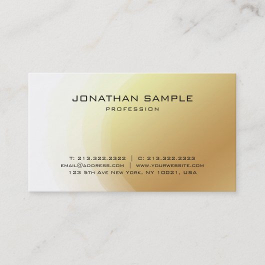 Trendy Glamour Gold Design Elegant Moderner Luxe Visitenkarte (Vorderseite)