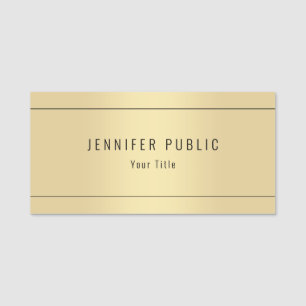 Trendy Glamour Gold Look Moderne Vorlage Elegant Namensschild
