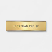 Trendy Glamour Modern Template Black And Gold Türschild (Vorderseite )