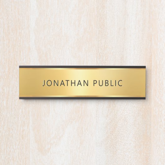 Trendy Glamour Modern Template Black And Gold Türschild (Vorderseite )