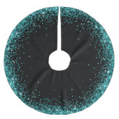 Trendy Glitzer Art Black Aquamarin Tree Rock Polyester Weihnachtsbaumdecke (Vorderseite)