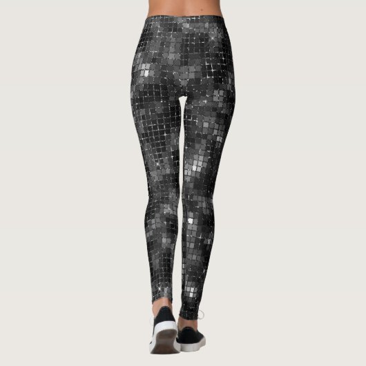Trendy Glitzer Black Chic Sequin Look Leggings (Rückseite)