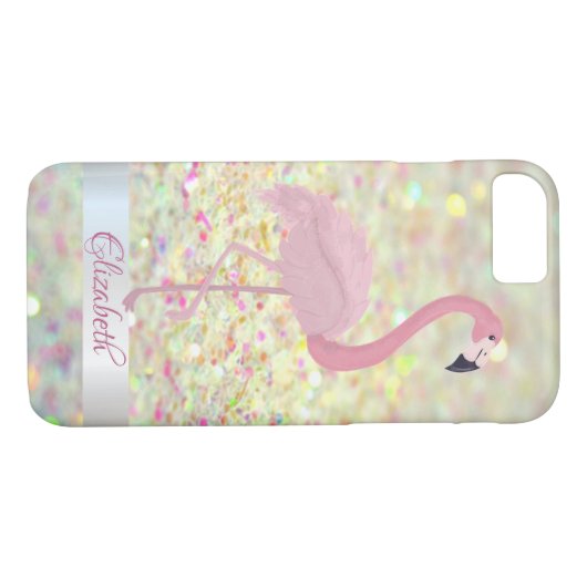 Trendy Glitzer Bokeh Pink Flamingo - Personalisier Case-Mate iPhone Hülle (Rückseite (Horizontal))
