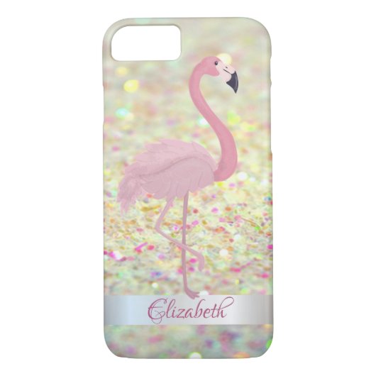 Trendy Glitzer Bokeh Pink Flamingo - Personalisier Case-Mate iPhone Hülle (Rückseite)