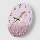 Trendy Glitzer Bokeh, Unicorn Große Wanduhr (Winkel)