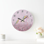 Trendy Glitzer Bokeh, Unicorn Große Wanduhr (Zuhause)