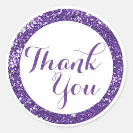 Trendy Glitzer Danke Stickers:Lila Runder Aufkleber