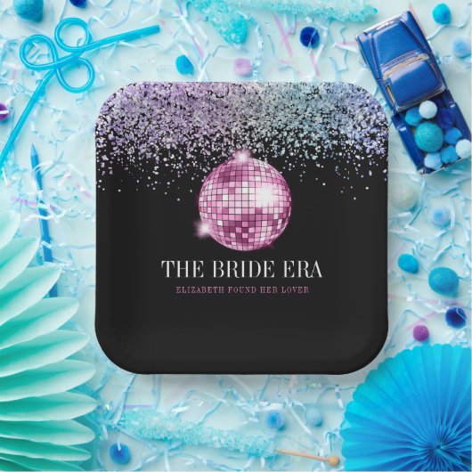 Trendy Glitzer Disco Bridge Junggeselinnen-Abschie Pappteller (Party)