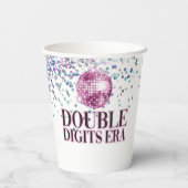 Trendy Glitzer Disco Double Digits Era Geburtstag Pappbecher (Rückseite)