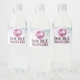 Trendy Glitzer Disco Double Digits Era Paper Wasserflaschenetikett