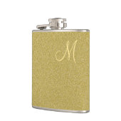 Trendy Glitzer-Gold mit Monogramm Flachmann (Links)