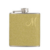 Trendy Glitzer-Gold mit Monogramm Flachmann (Vorderseite)