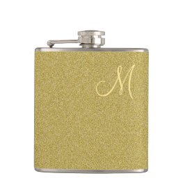 Trendy Glitzer-Gold mit Monogramm Flachmann