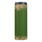 Trendy Glitzer grünes Foto Name Thermal Tumbler Thermosbecher (Rückseite)