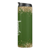 Trendy Glitzer grünes Foto Name Thermal Tumbler Thermosbecher (Nach rechts gedreht)