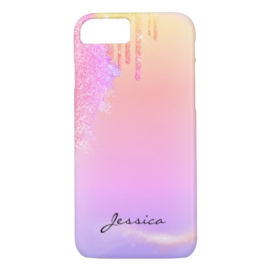 Trendy Glitzer Holografy Rosa Tropfen individuelle Case-Mate iPhone Hülle (Rückseite)