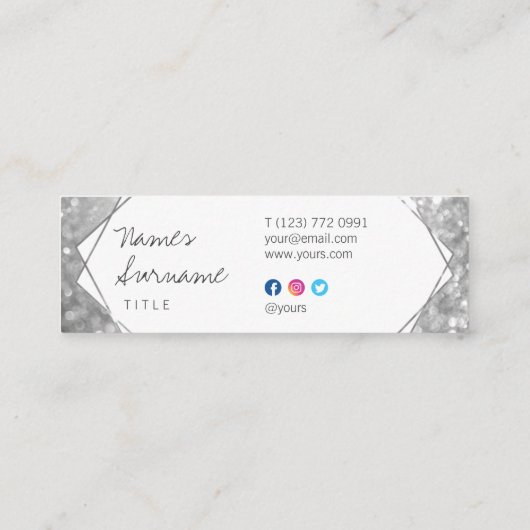 Trendy Glitzer-Juwel-mini silberne Geschäfts-Karte Mini Visitenkarte (Rückseite)