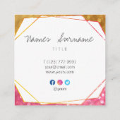 Trendy Glitzer-Juwel-quadratische Quadratische Visitenkarte (Rückseite)