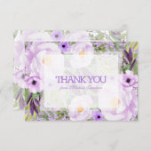 Trendy Glitzer Lila Floral Sweet 16 Vielen Dank Dankeskarte (Vorne/Hinten)