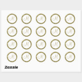 Trendy Glitzer Monogram Stickers: Gold Runder Aufkleber (Blatt)