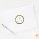 Trendy Glitzer Monogram Stickers: Gold Runder Aufkleber (Umschlag)