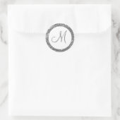 Trendy Glitzer Monogram Stickers: Silver Gray Runder Aufkleber (Tasche)