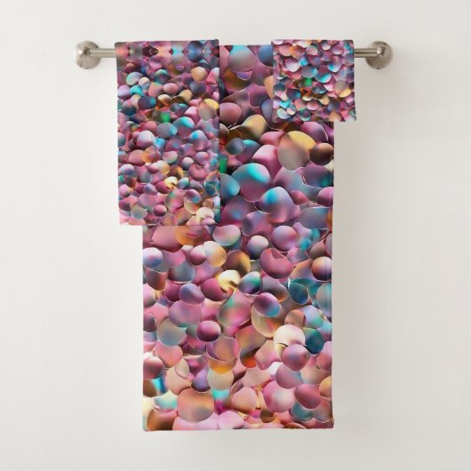 Trendy Glitzer Opal Holographic Collection Badhandtuch Set (Insitu)