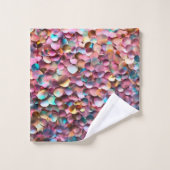 Trendy Glitzer Opal Holographic Collection Badhandtuch Set (Waschlappen)